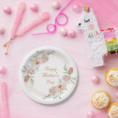 ピーチグリーンエレガントフローラハッピーマザーズデイ ペーパープレート (パーティー)