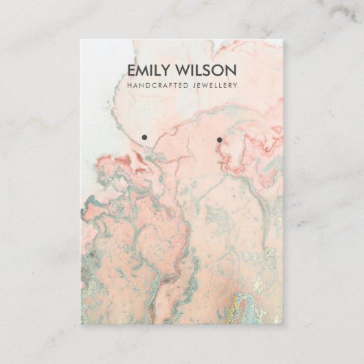 ピーチグリーンゲート大理石イヤリング表示カード 名刺 (正面)