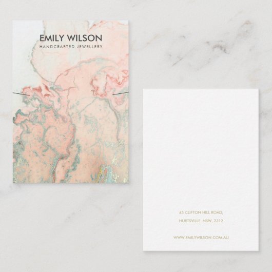 ピーチグリーンゲート大理石ネックレス表示カード 名刺 (正面/裏面)