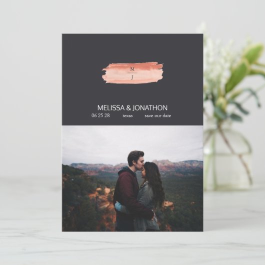 ピーチグリーンネイビーパステルイメージを追加する日付を保存 セーブザデート (スタンド正面)