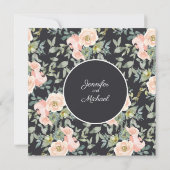 ピーチグリーンネイビーパステルフローラエレガント婚約 (裏面)