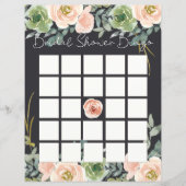 ピーチグリーンネイビーパステルフローラブライダルシャワービンゴ (正面)