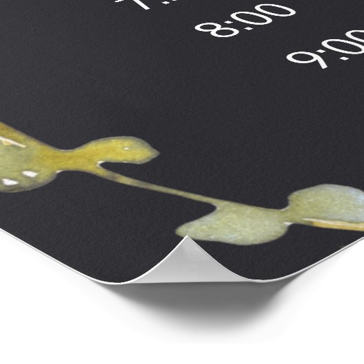 ピーチグリーンネイビーパステルフローラ結婚ズスケジュール ポスター (角)