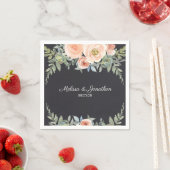 ピーチグリーンネイビーパステルフローラ結婚ズナプキンス スタンダードカクテルナプキン (インサイチュ)