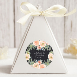 ピーチグリーンネイビーパステルフローラ結婚ズ ラウンドシール