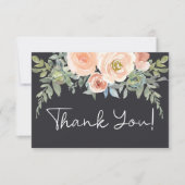 ピーチグリーンネイビーパステルフローラ サンキューカード (正面)