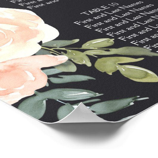 ピーチグリーンネイビー結婚パステルの座席表 ポスター (角)