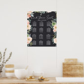 ピーチグリーンネイビー結婚パステルの座席表 ポスター (キッチン)