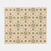 ピーチグリーンフラワーサークルアート – 新しいフォークパターン フリースブランケット (正面(横))