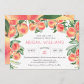 ピーチグリーンリーラッシュ春クラシックベビーシャワー 招待状 (正面/裏面)