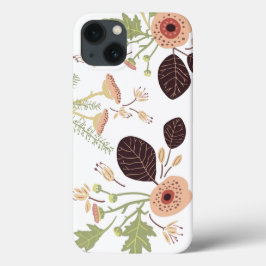 ピーチグリーン投げ花離れの花 iPhone 13ケース
