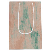 ピーチグリーン抽象芸術雪の結晶クリスマス ミディアムペーパーバッグ (裏面)