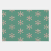 ピーチグリーン抽象芸術雪の結晶クリスマス ラッピングペーパーシート (正面3)