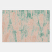 ピーチグリーン抽象芸術雪の結晶クリスマス ラッピングペーパーシート (正面2)