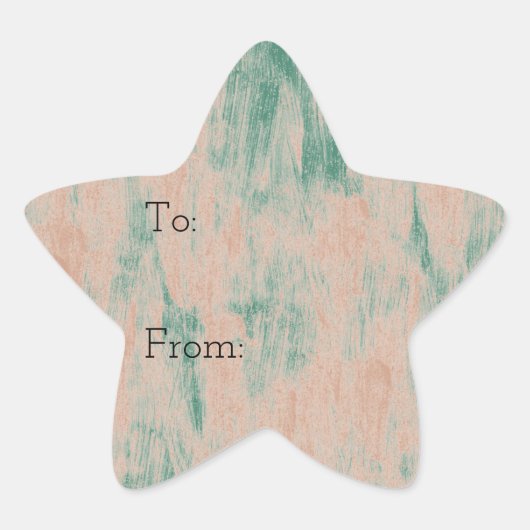 ピーチグリーン抽象芸術雪の結晶クリスマス 星シール (正面)