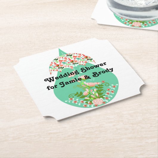 ピーチグリーン用チップボードコースターウェディングシャワー ペーパーコースター (アングル)