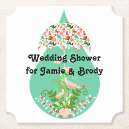 ピーチグリーン用チップボードコースターウェディングシャワー ペーパーコースター