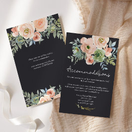 ピーチグリーン紺パステルフラワーの結婚式 エンクロージャーカード