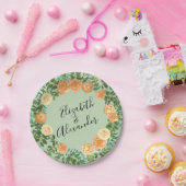ピーチグリーン結婚ズ春パステルフローラ ペーパープレート (パーティー)