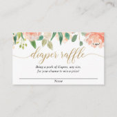 ピーチグリーン金ゴールドベビーシャワーおむつラッフルカード エンクロージャーカード (正面)