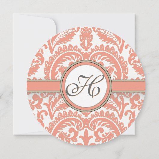 ピーチグレイビクトリアンダマスクウェディング招待状 招待状 (裏面)