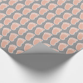 ピーチグレイベビー足跡ベビーシャワー ラッピングペーパー (角)