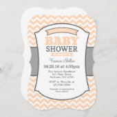 ピーチグレーシェブロンベビーシャワー招待状 招待状 (正面/裏面)