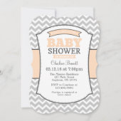 ピーチグレーシェブロンベビーシャワー招待状 招待状 (正面)