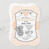 ピーチグレーシェブロンベビーシャワー招待状 招待状 (正面/裏面)