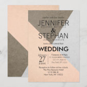 ピーチグレーブラウンジオトライアングル結婚式招待状 招待状 (正面/裏面)