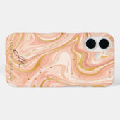 ピーチケーキマーブル金ゴールドグリッターカスタマイズ Case-Mate iPhoneケース (裏面 (横))