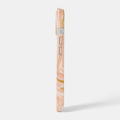 ピーチケーキマーブル金ゴールドグリッターカスタマイズ iPhone 15ケース (左側面)