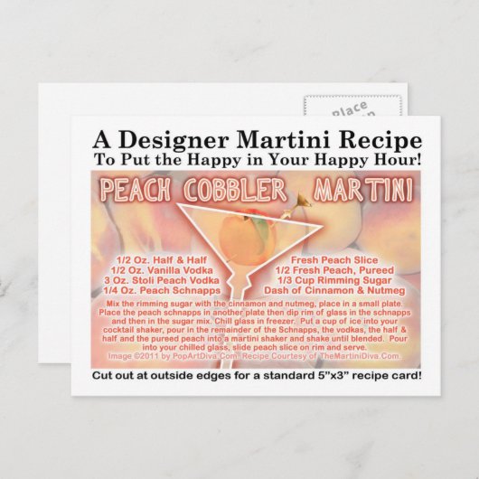 ピーチコブラーマルティーニレシピはがき ポストカード (正面/裏面)
