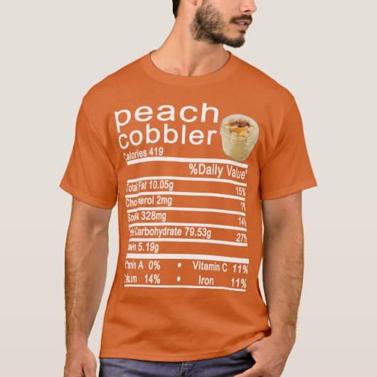 ピーチコブラー栄養ファクトおもしろい感謝祭 Tシャツ (正面)