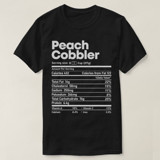 ピーチコブラー栄養ファクトおもしろい感謝祭C Tシャツ (デザイン正面)
