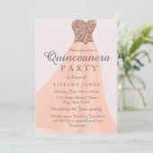 ピーチコーラルきらめくグリッターガウンキンセアニェラ 招待状 (スタンド正面)