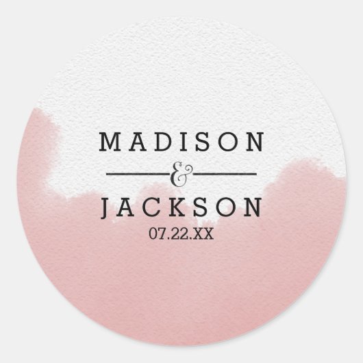 ピーチコーラルウォーターのカラーブラシストロ結婚ーク ラウンドシール (正面)