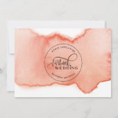 ピーチコーラルウォーターカラー、オンラインバーチ結婚ャルズ 招待状 (裏面)