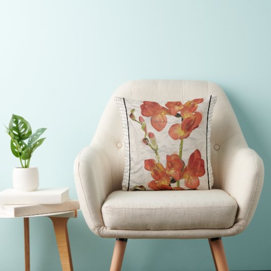 ピーチコーラルウォーター色アジアフローララン クッション (椅子)