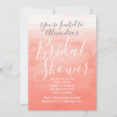 ピーチコーラルウォーター色グラデーションブライダルシャワー 招待状 (正面)