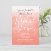 ピーチコーラルウォーター色グラデーションブライダルシャワー 招待状 (スタンド正面)