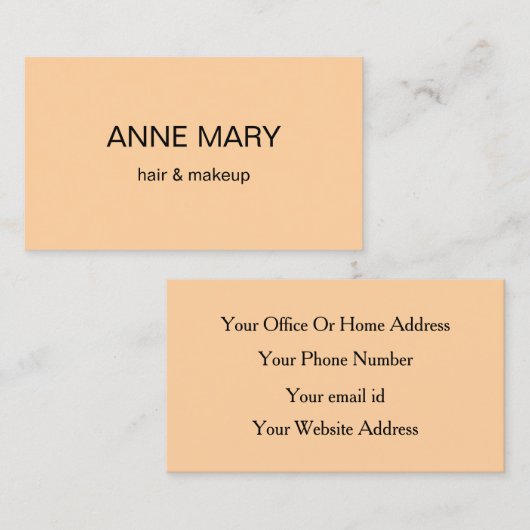 ピーチコーラルオレンジヘアメイクアップアーティストプロフェッショナル 名刺 (正面/裏面)