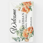 ピーチコーラルグリーンリーバビーズブレスウェルカム 横断幕 (縦)