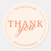 ピーチコーラルサンキューミニマルフェミニンリストステッカー ラウンドシール (正面)