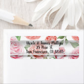 ピーチコーラルピンクローズグリーンリー葉エレガントズ ラベル (インサイチュ)