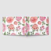 ピーチコーラルピンクローゼズグリーン葉リーズ結婚ズ ゲストブック (全面)