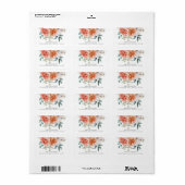 ピーチコーラルプオーニー花模様差出人住所 ラベル (フルシート)