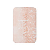 ピーチコーラルホワイトパステルグリッターネームモノグラム バスマット (正面縦)