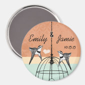 ピーチコーラルミントバードケージザ結婚デイト マグネット (正面/裏面)