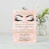 ピーチコーラルメイクアップホワイトグリッター16thブライダルショーウ 招待状 (スタンド正面)